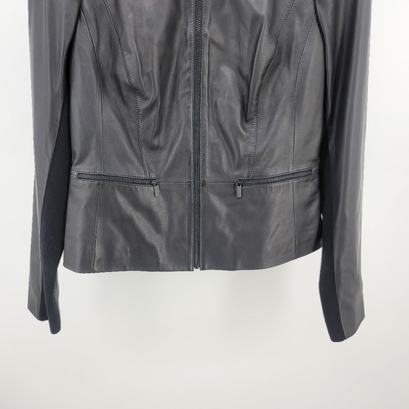 Hinge by Nordstrom Womens Black 100% Lamb Leather Zippered Jacket NWT Size Small - Picture 8 of 16